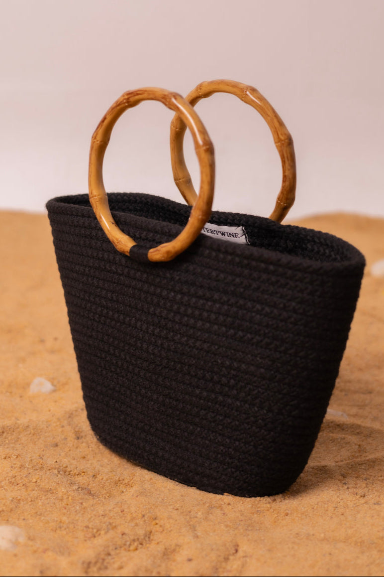 Intertwine Palm Handbag-Black Pearl
